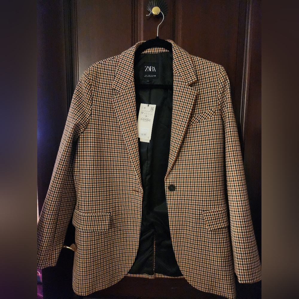 ZARA checkered/plaid blazer